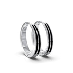 Double Line Huggie Hoop Silver Earrings 15mm