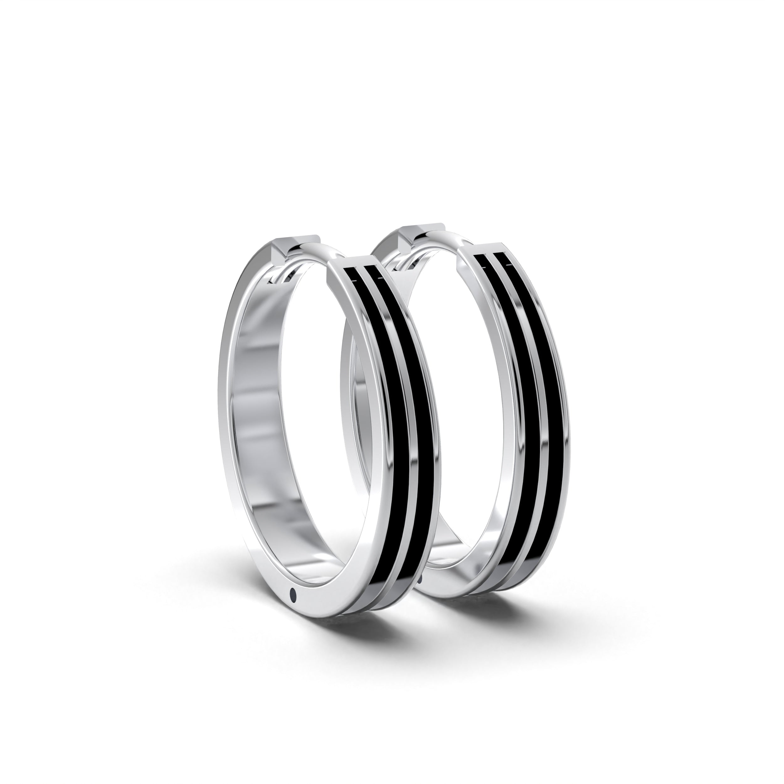 Double Line Huggie Hoop Silver Earrings 15mm
