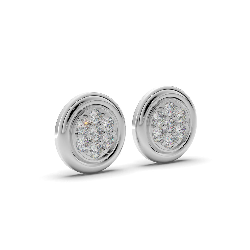 Round Disc Silver Stud Earrings