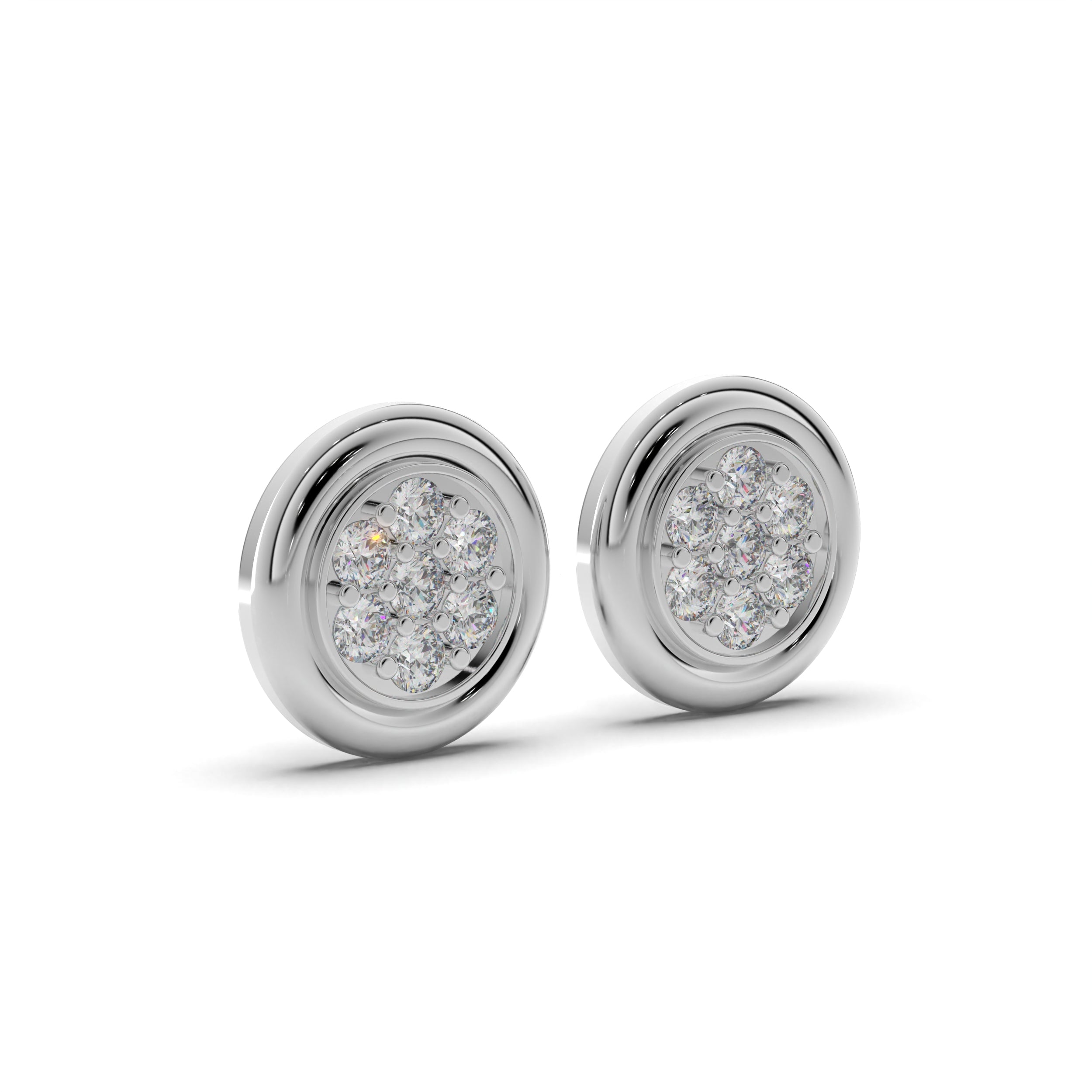 Round Disc Silver Stud Earrings