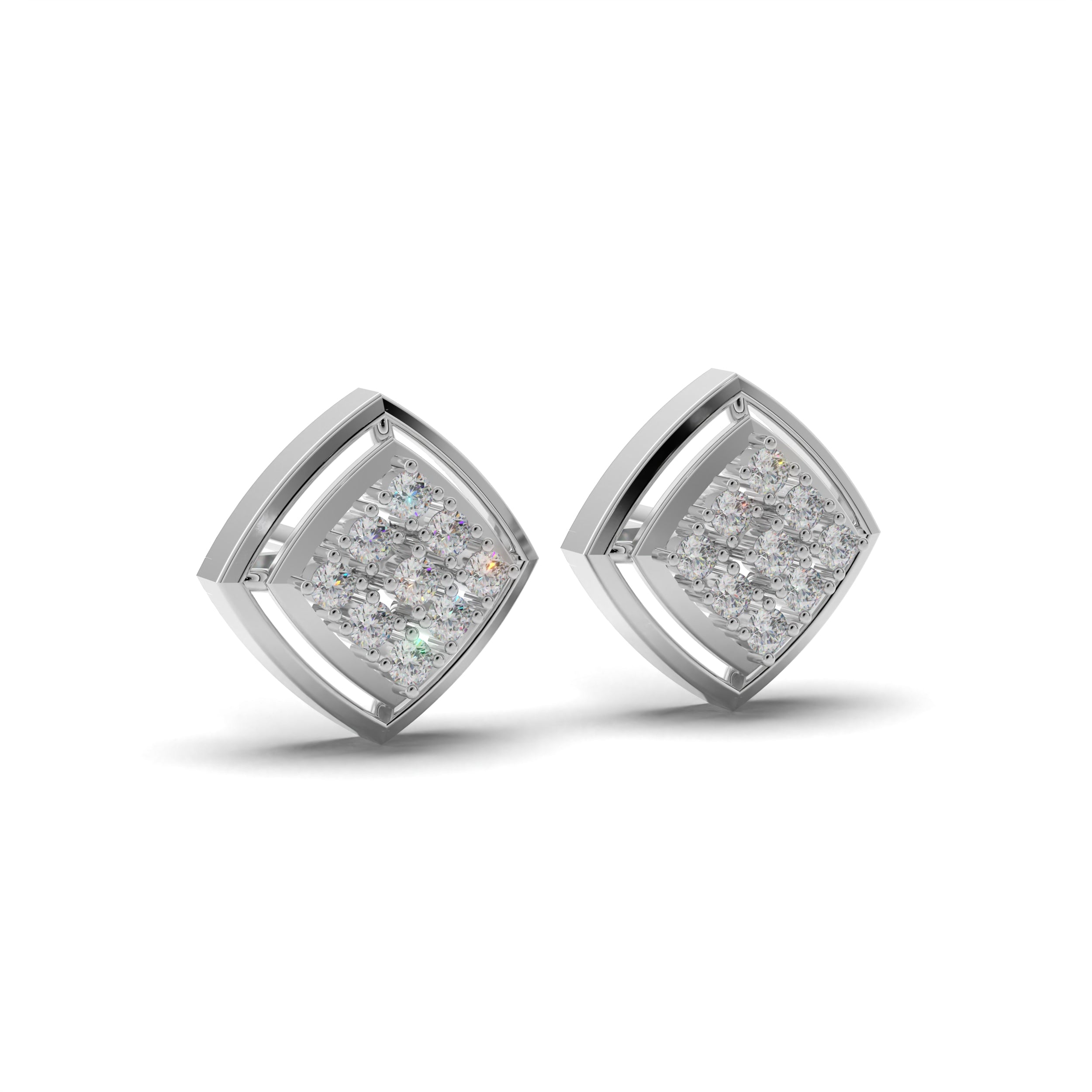 Twin Cluster Silver Studs Earring