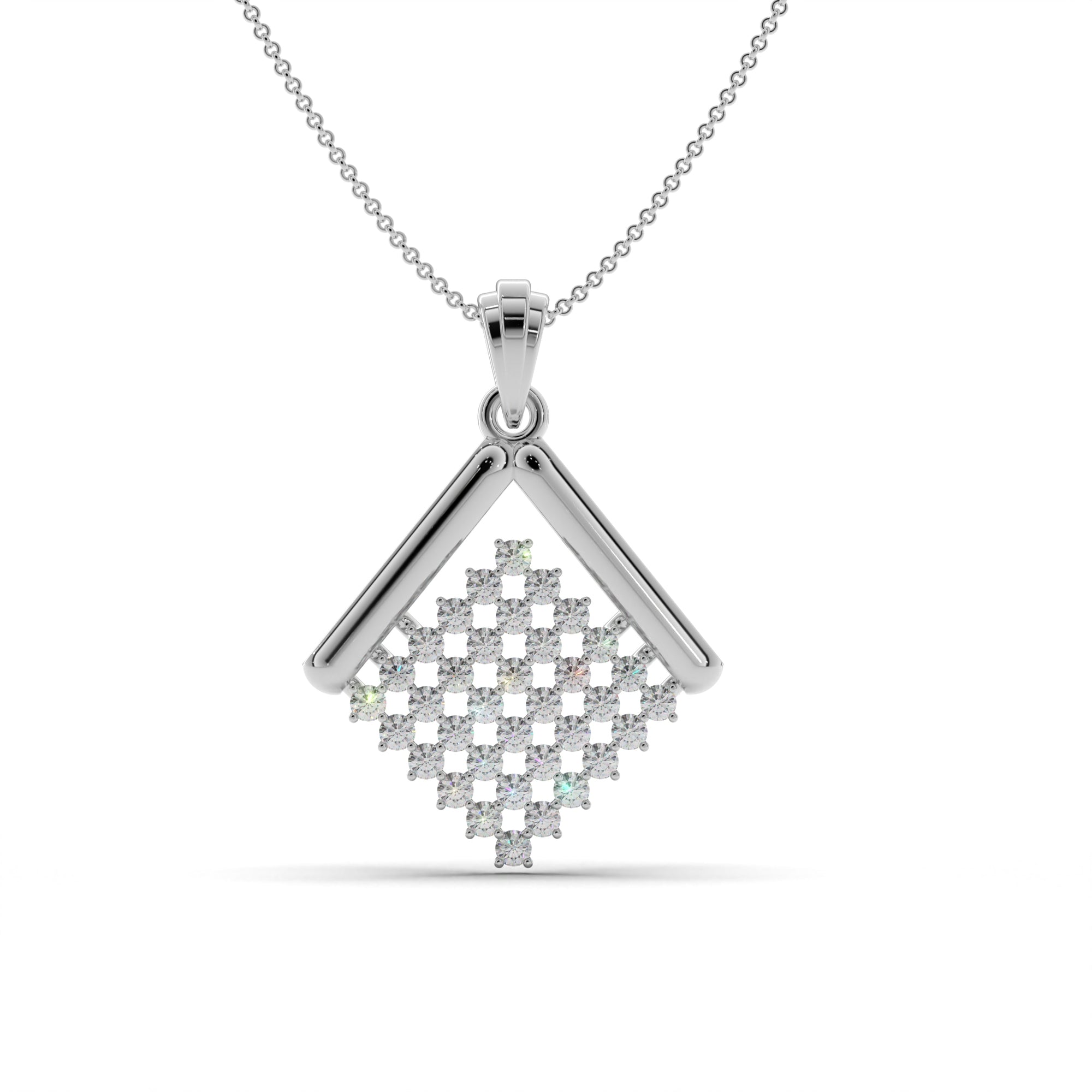 Geometric Square Silver Pendant