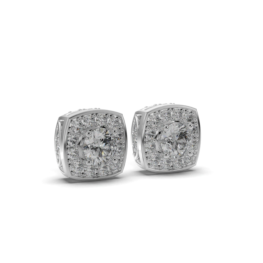 Cushion Cut Halo  Stud Earrings
