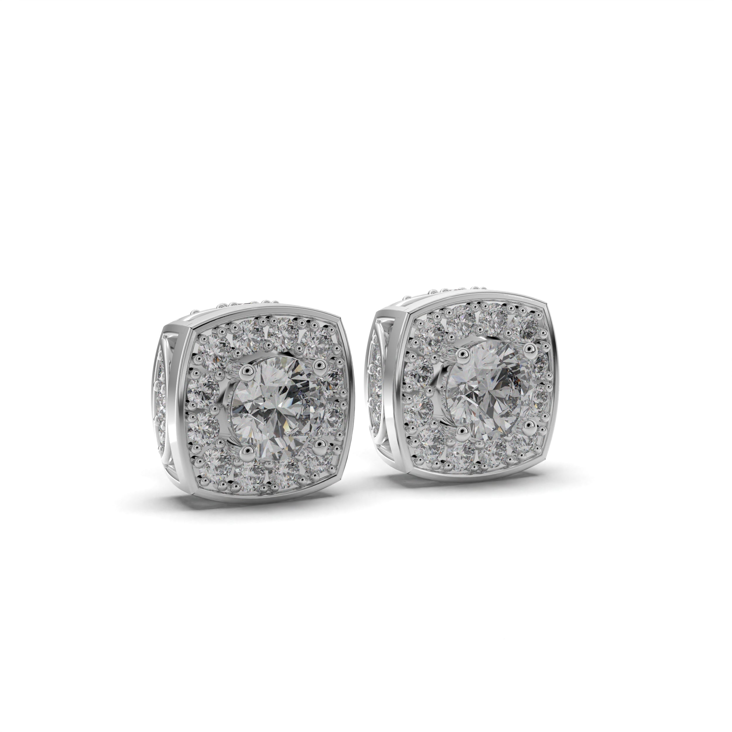 Cushion Cut Halo  Stud Earrings