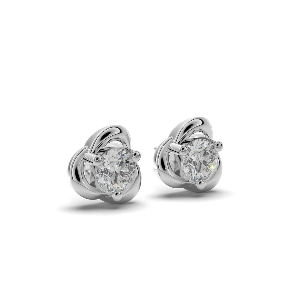 Swirl Element Solitaire Stud Earrings