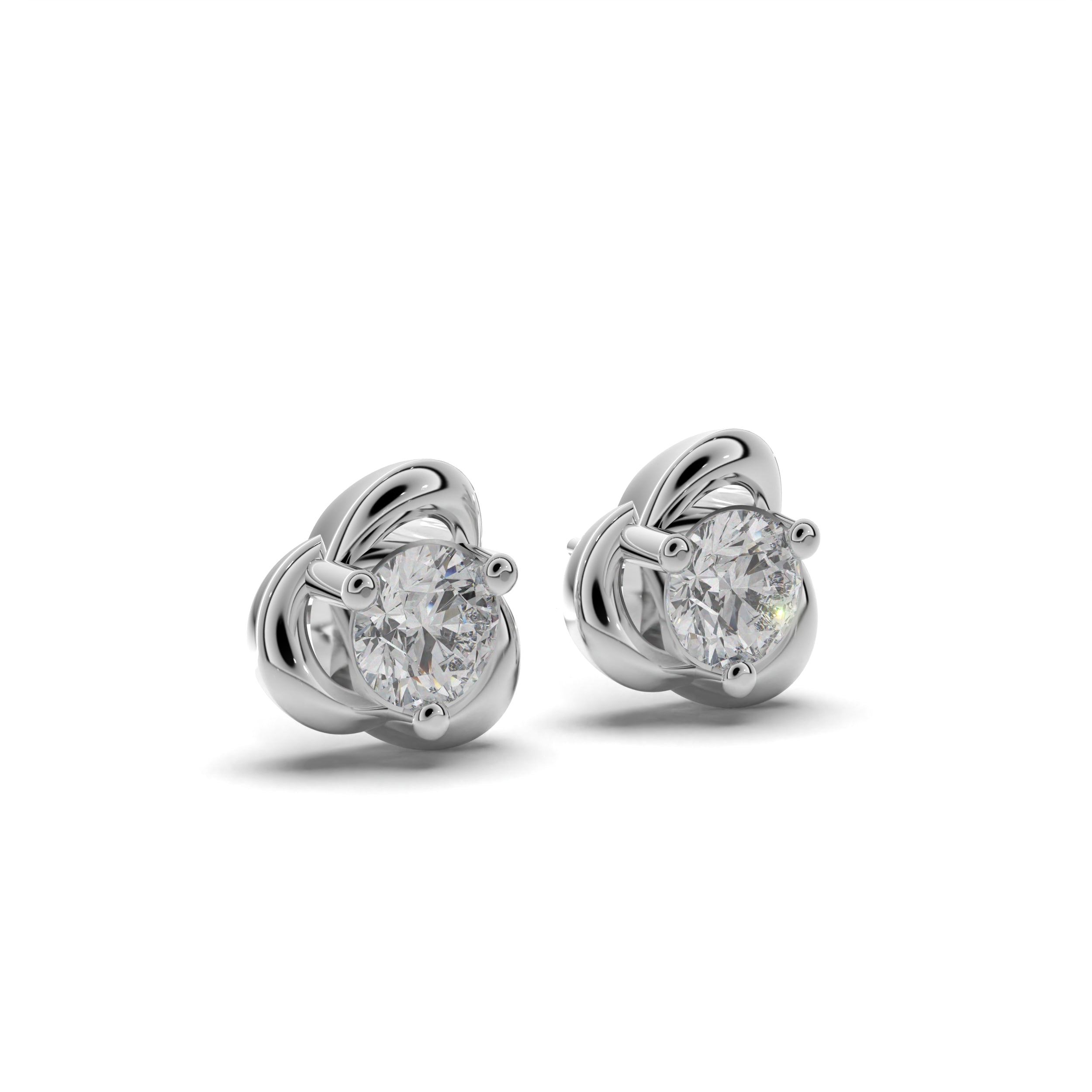 Swirl Element Solitaire Stud Earrings