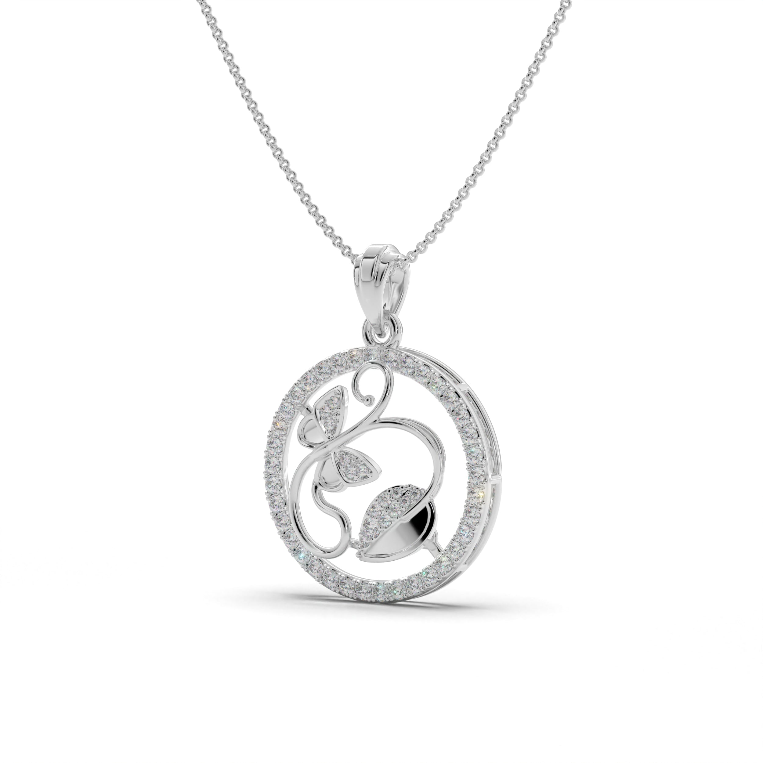 Leaf Motif Silver Pendant