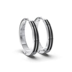 Double Line Huggie Hoop Silver Earrings 16mm