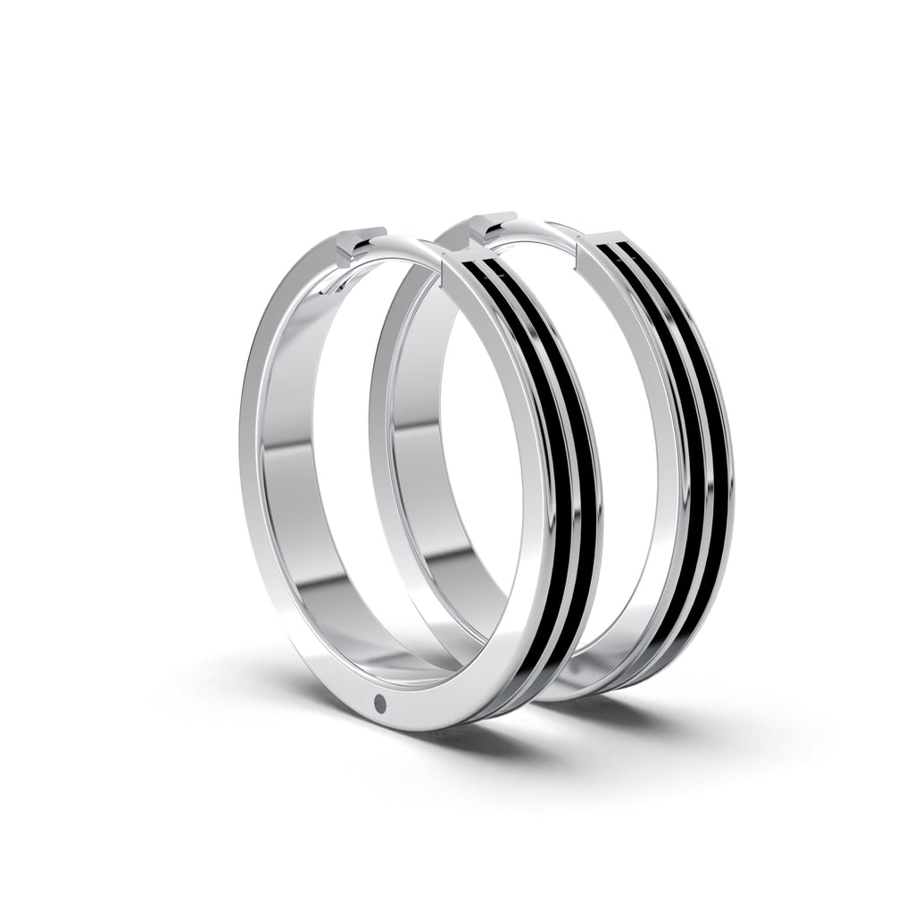 Double Line Huggie Hoop Silver Earrings 17mm