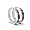 Double Line Huggie Hoop Silver Earrings 17mm