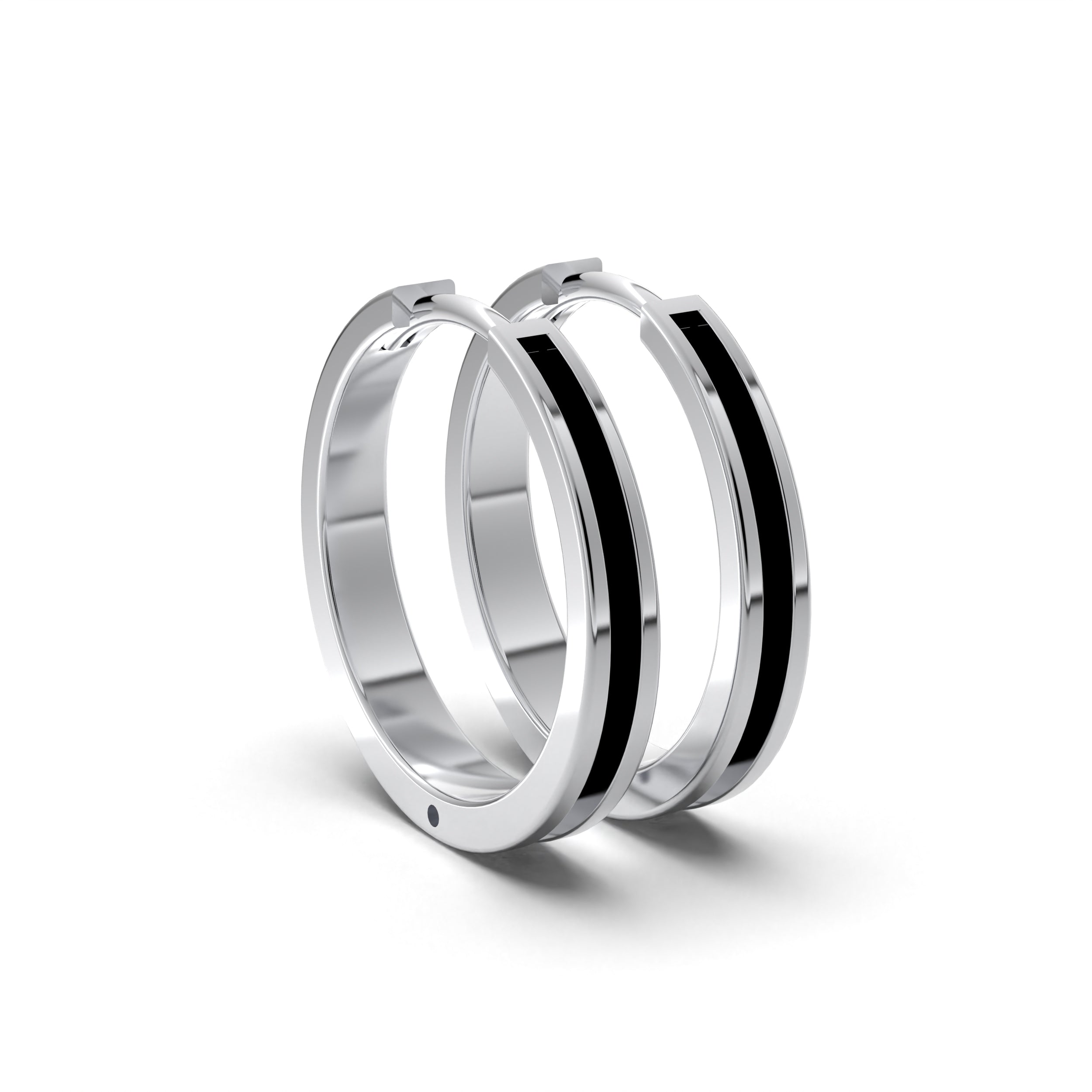 Single Line Huggie Hoop Silver Earrings 17mm