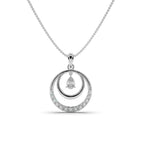 Dual Circle Pear Stone Silver Pendant