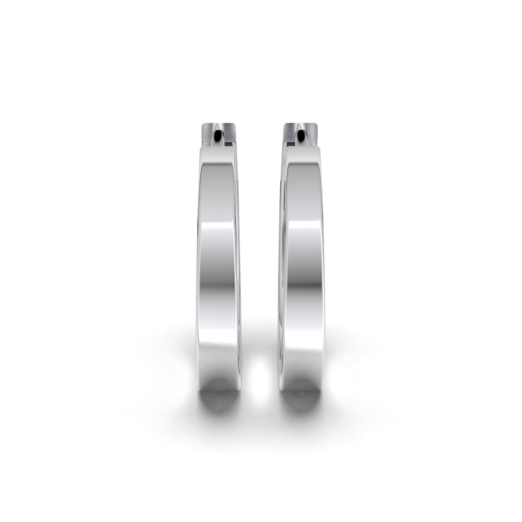 Single Line Huggie Hoop Silver Earrings 17mm