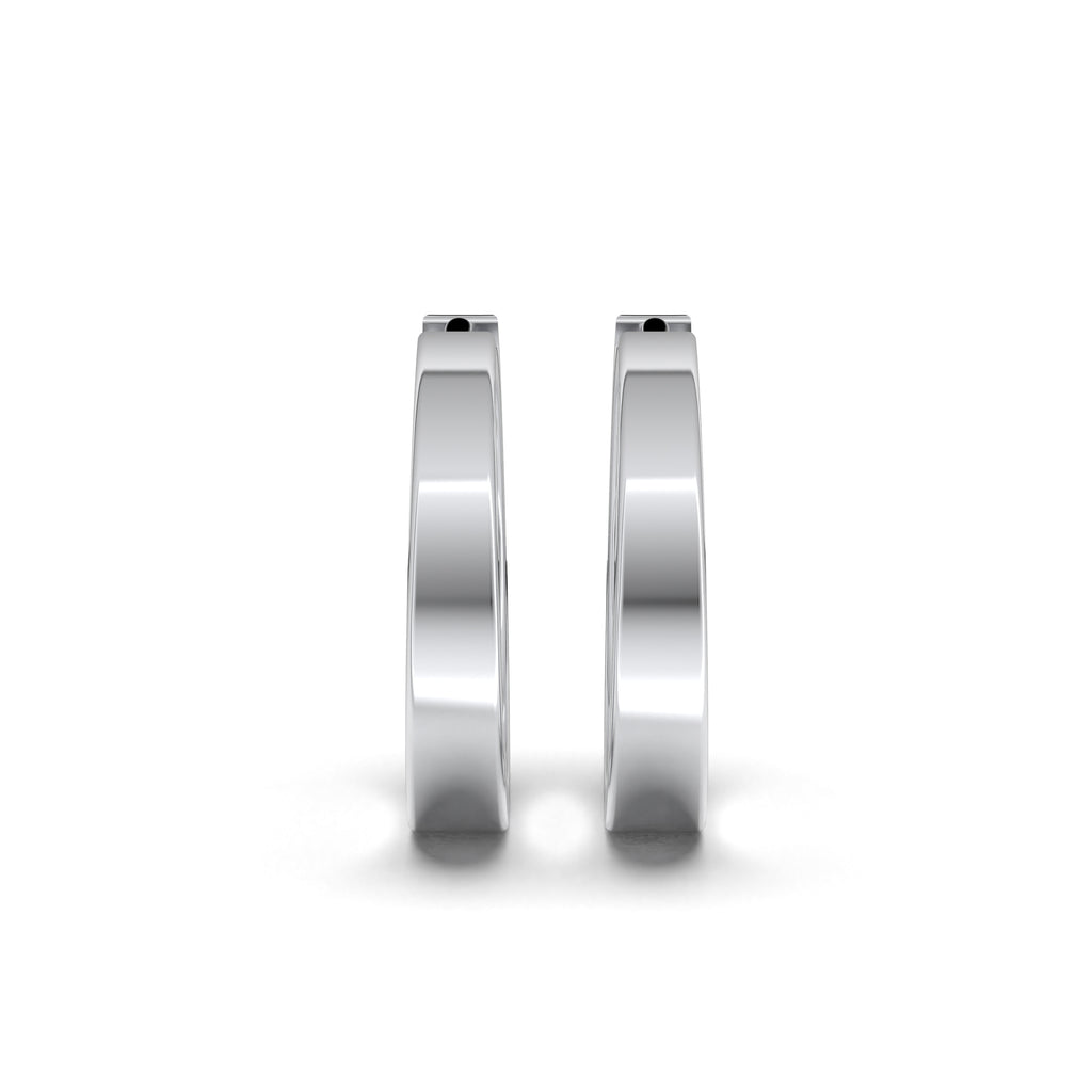 Single Line Huggie Hoop Silver Earrings 15mm