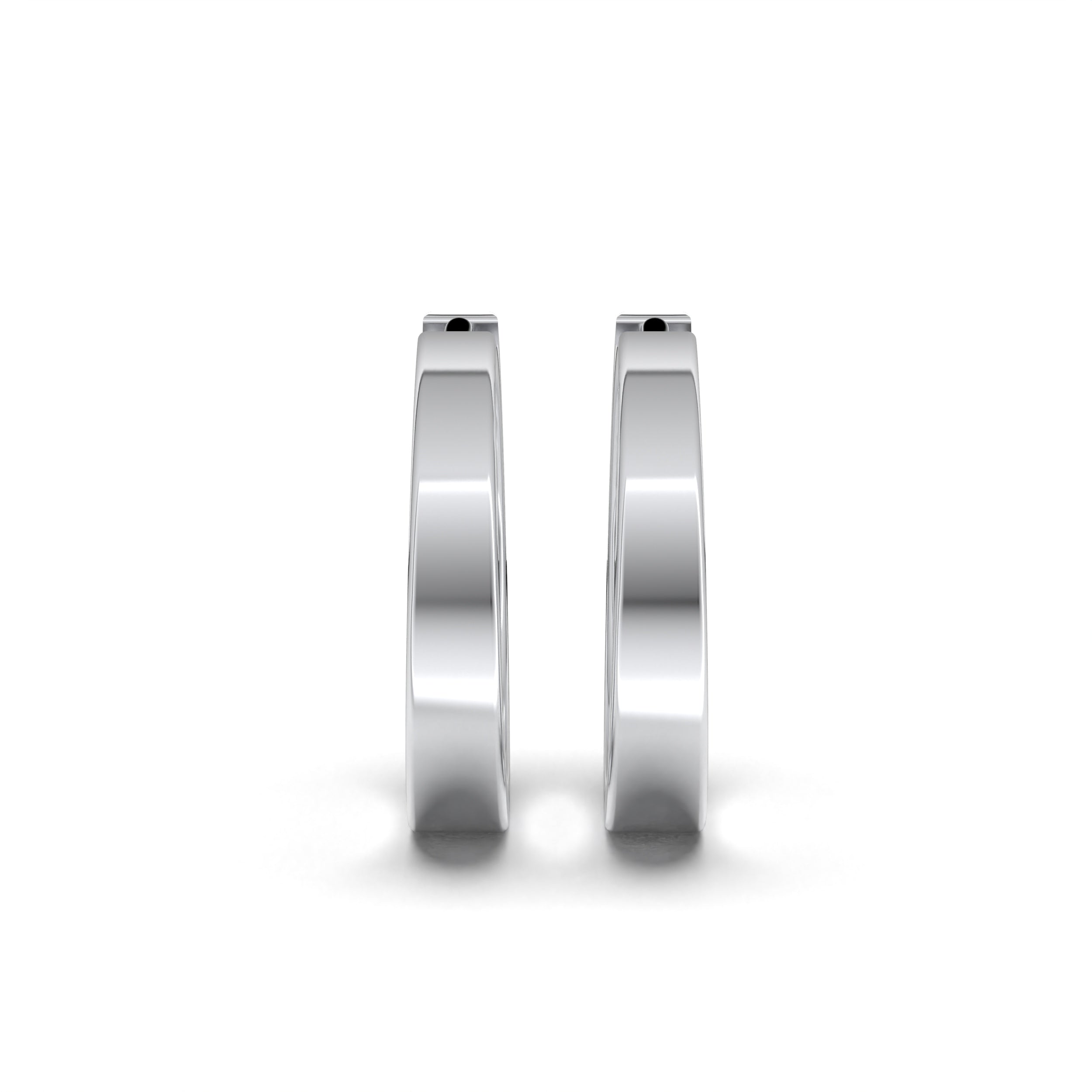 Single Line Huggie Hoop Silver Earrings 15mm