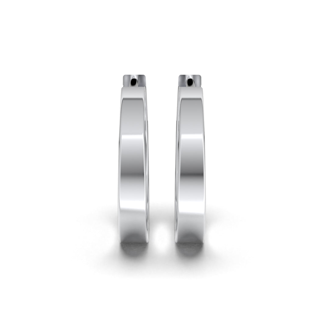 Single Line Huggie Hoop Silver Earrings 16mm