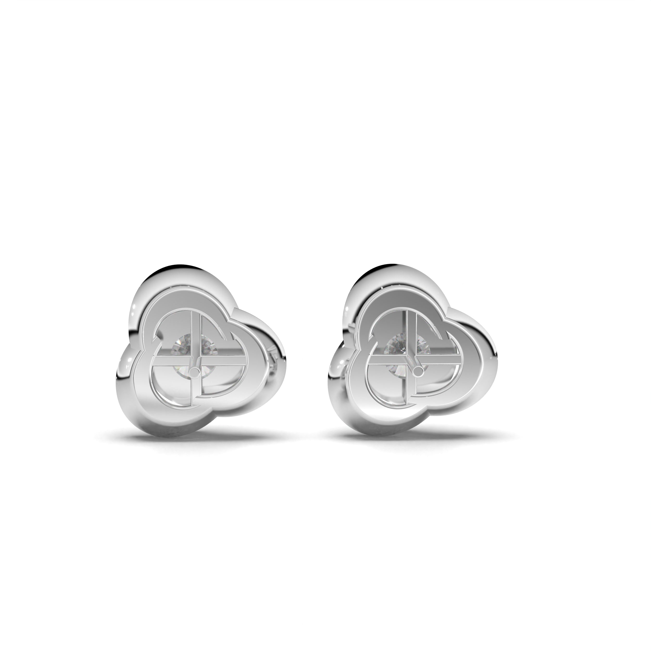 Swirl Element Solitaire Stud Earrings