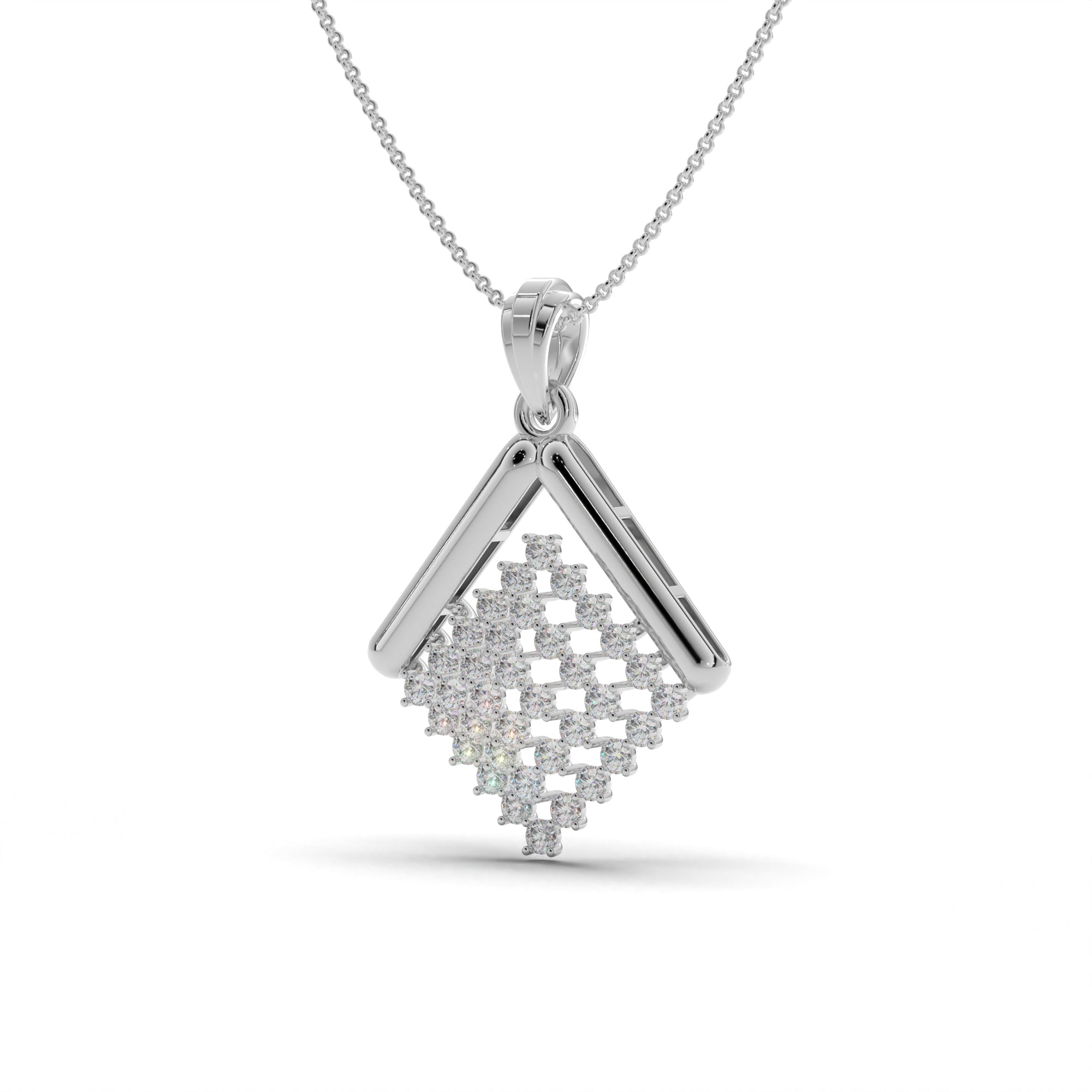 Geometric Square Silver Pendant