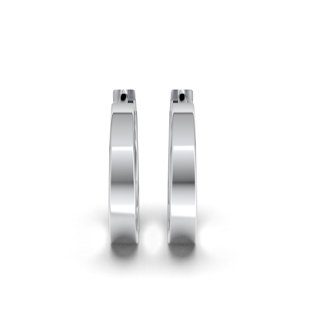 Double Line Huggie Hoop Silver Earrings 15mm