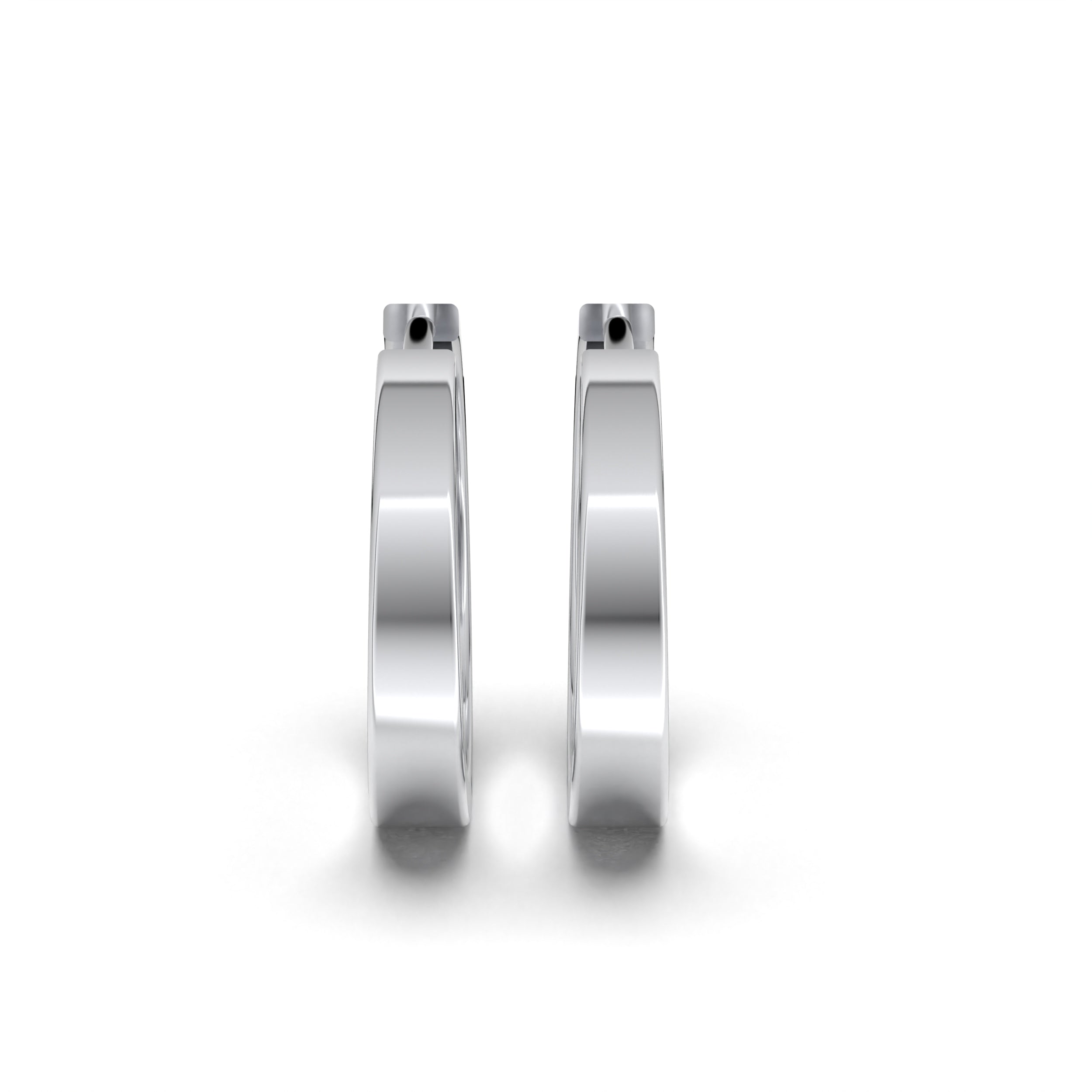 Double Line Huggie Hoop Silver Earrings 15mm