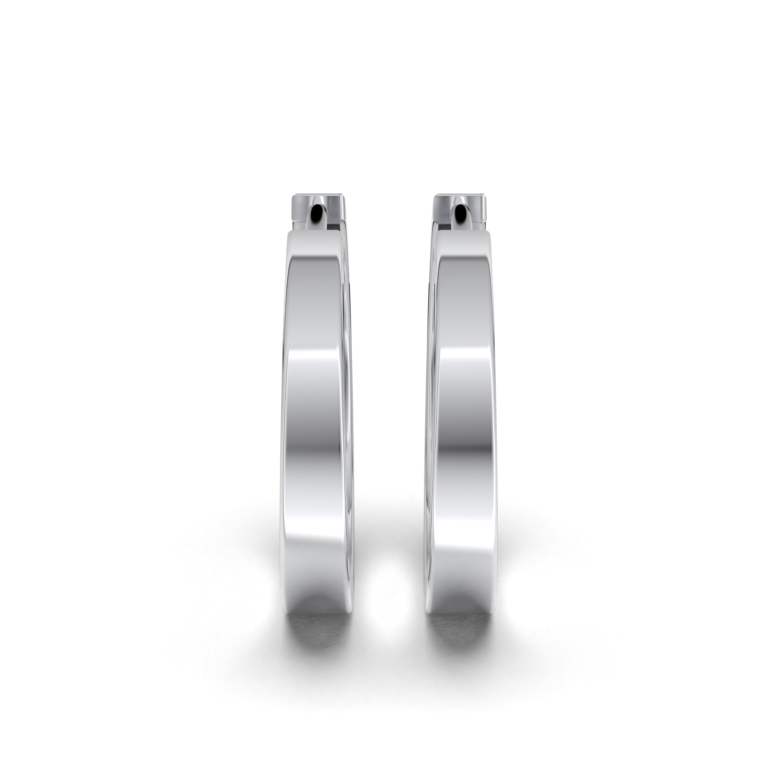 Double Line Huggie Hoop Silver Earrings 17mm