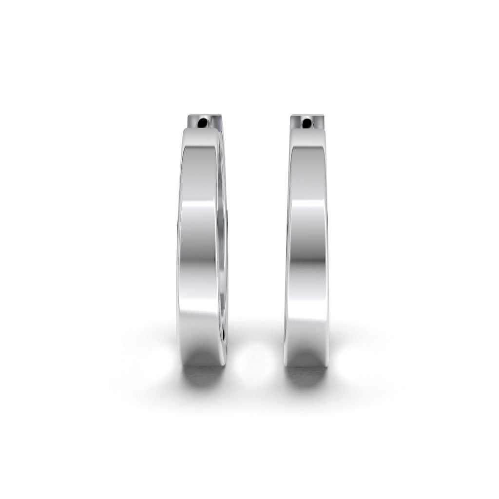 Double Line Huggie Hoop Silver Earrings 16mm