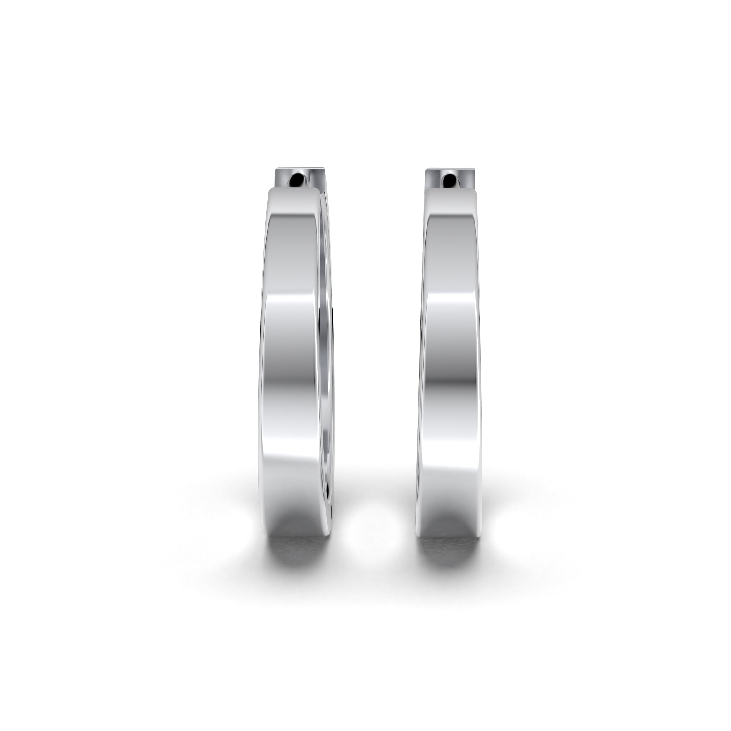 Double Line Huggie Hoop Silver Earrings 16mm