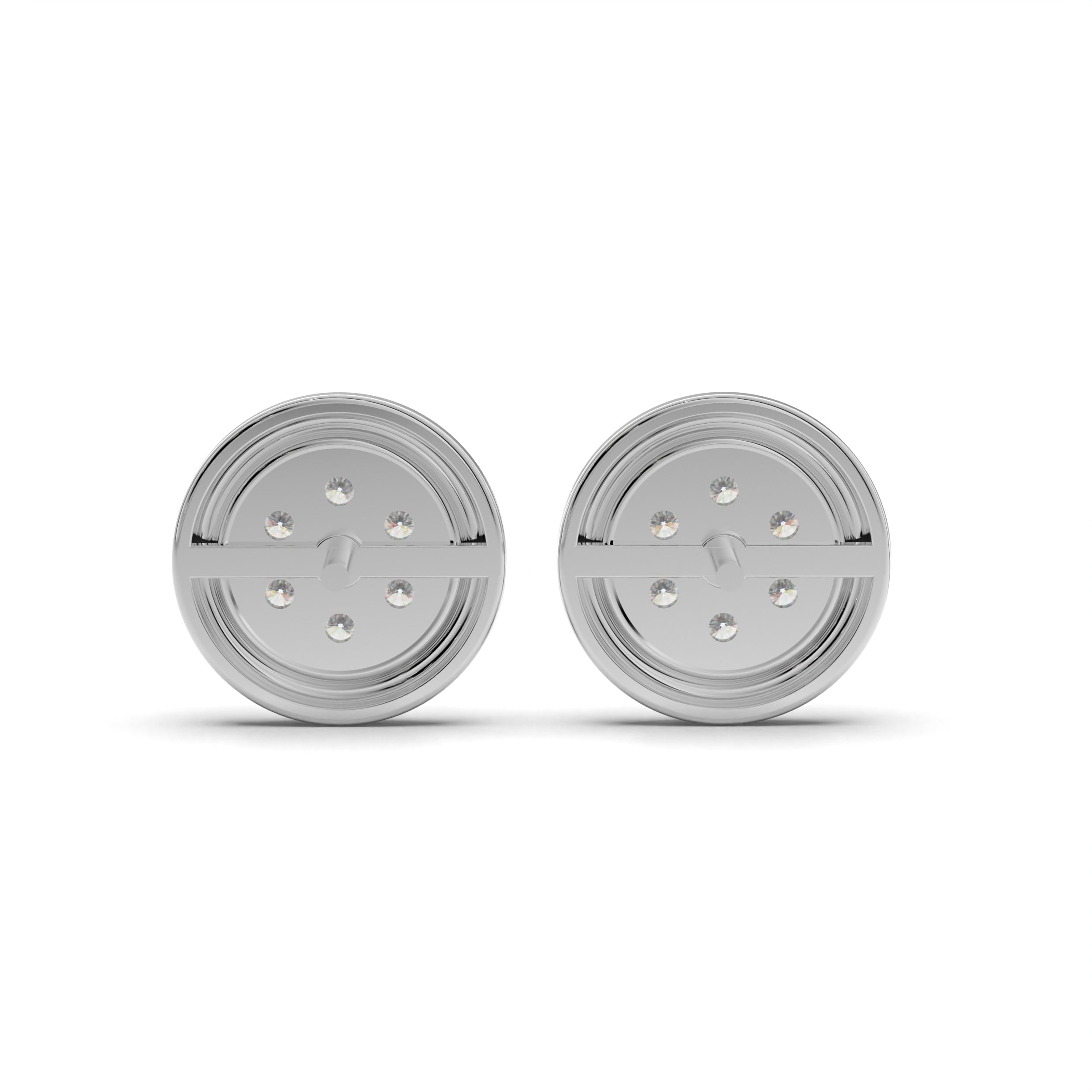 Round Disc Silver Stud Earrings