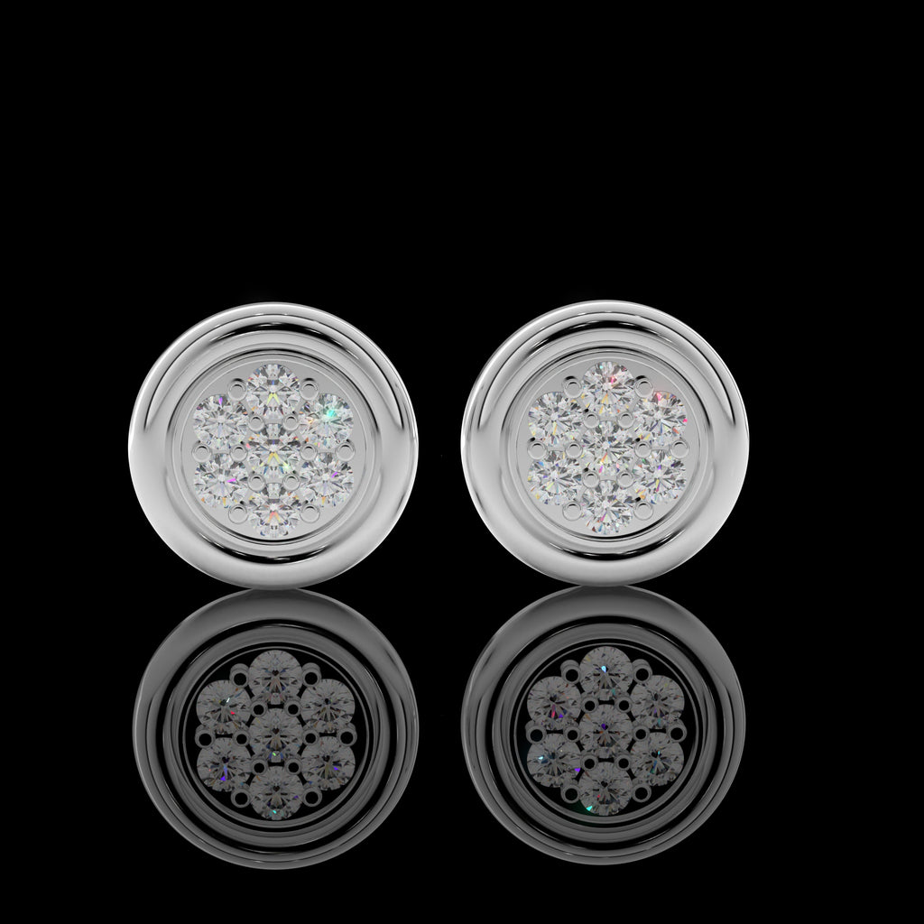 Round Disc Silver Stud Earrings