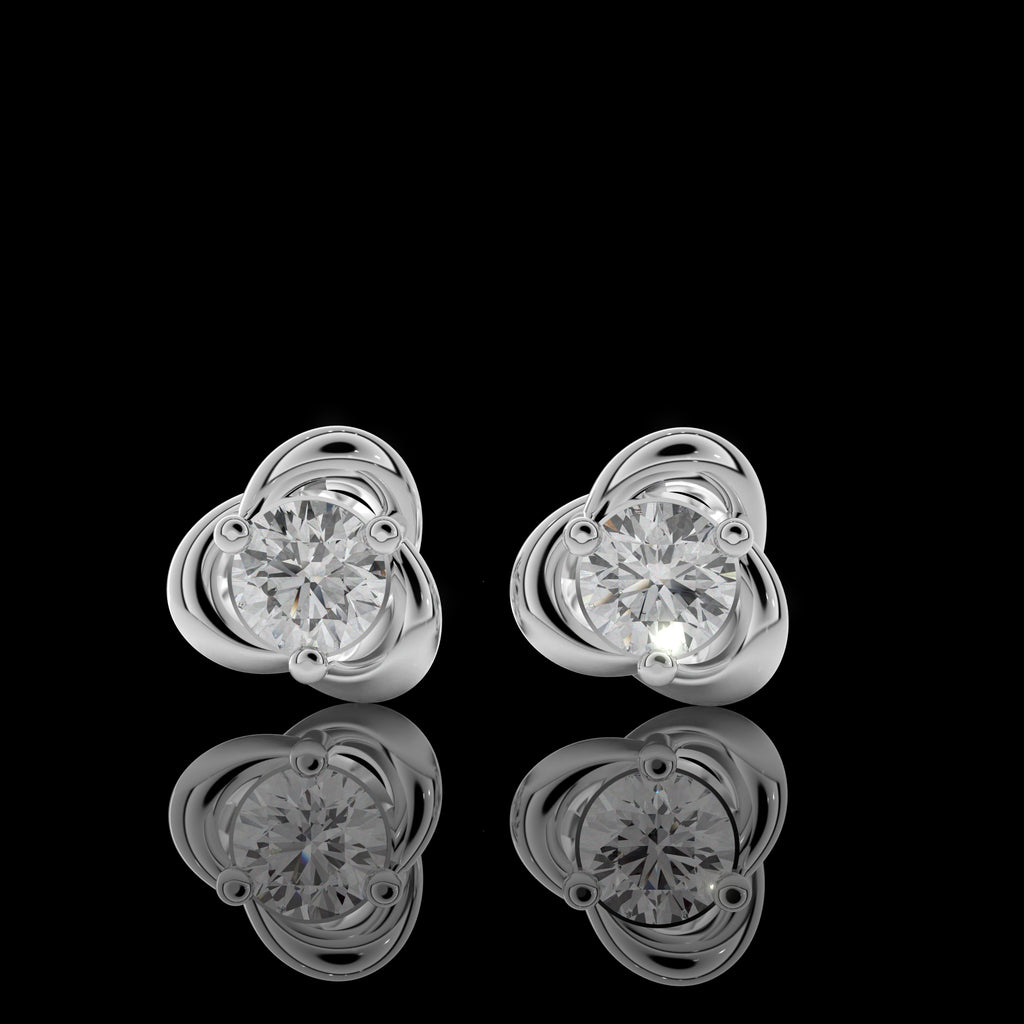 Swirl Element Solitaire Stud Earrings