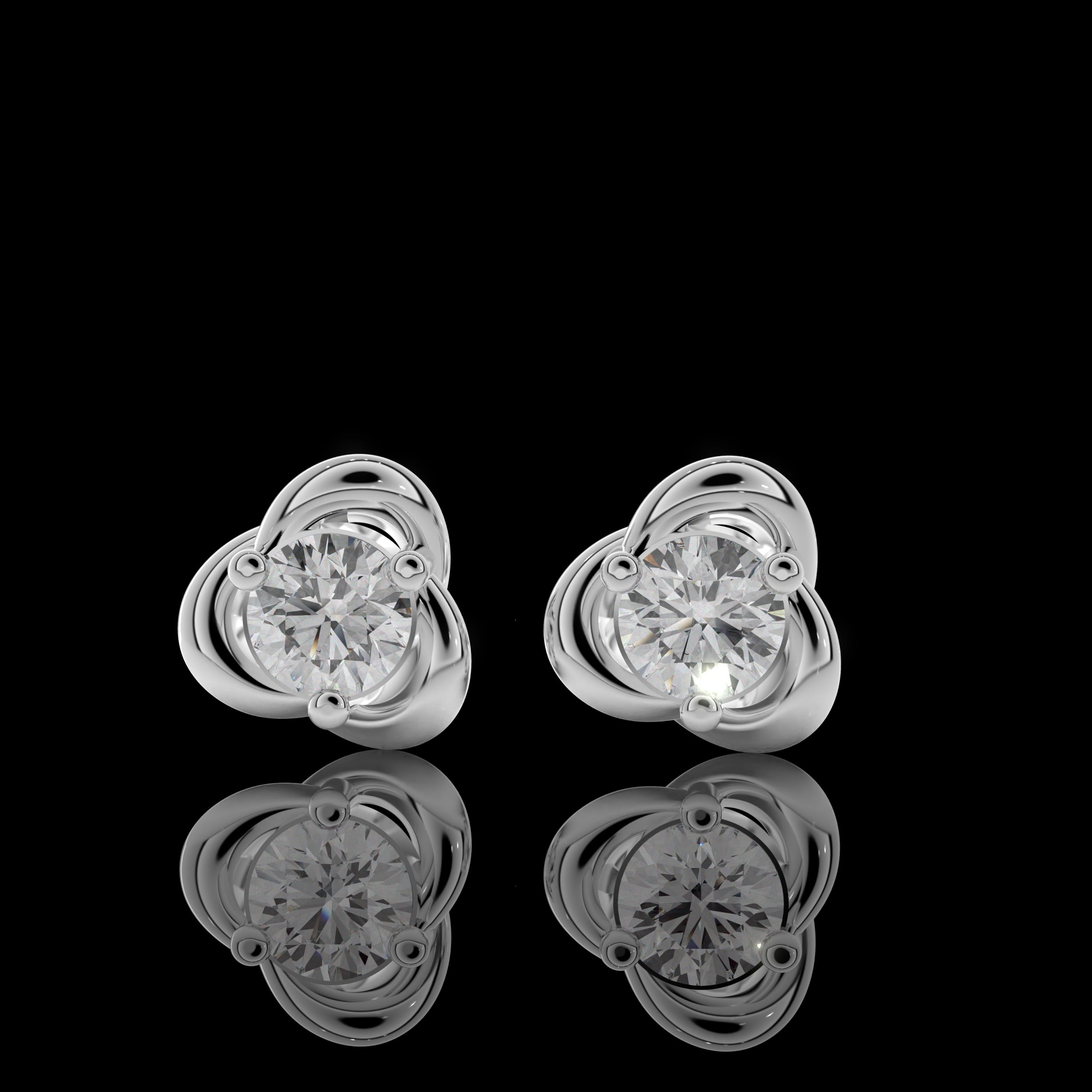 Swirl Element Solitaire Stud Earrings