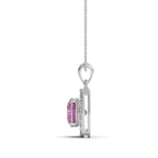 Floral Pink Cushion Cut Silver Pendant