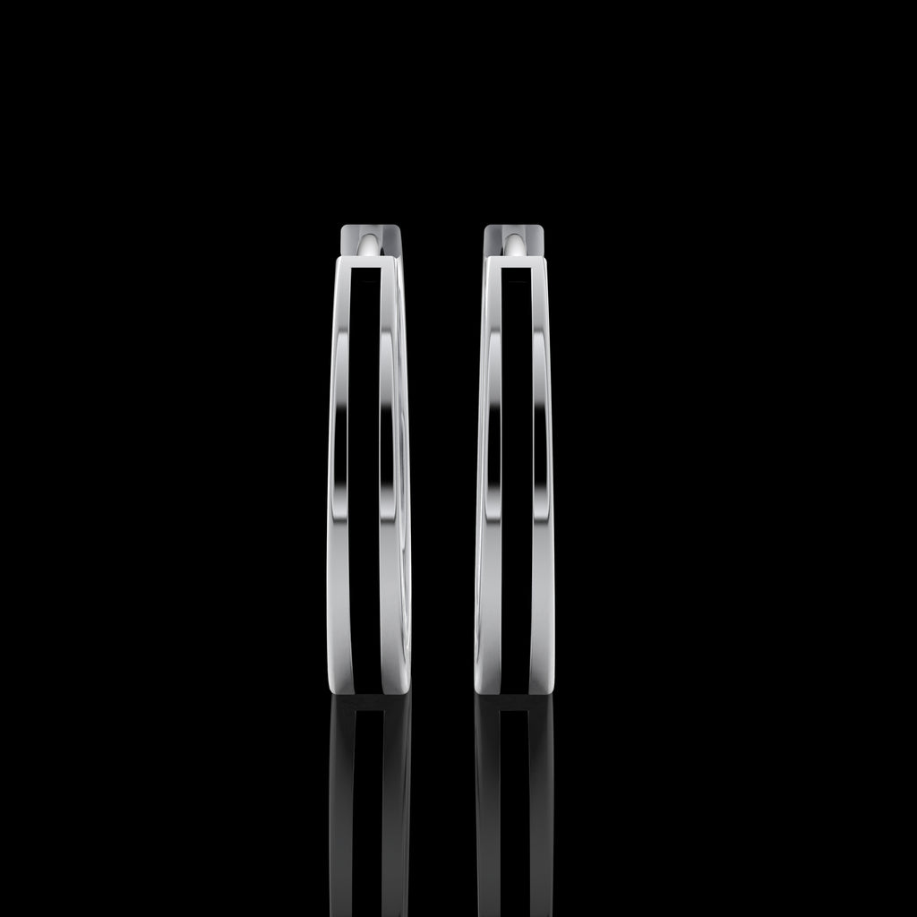 Single Line Huggie Hoop Silver Earrings 17mm