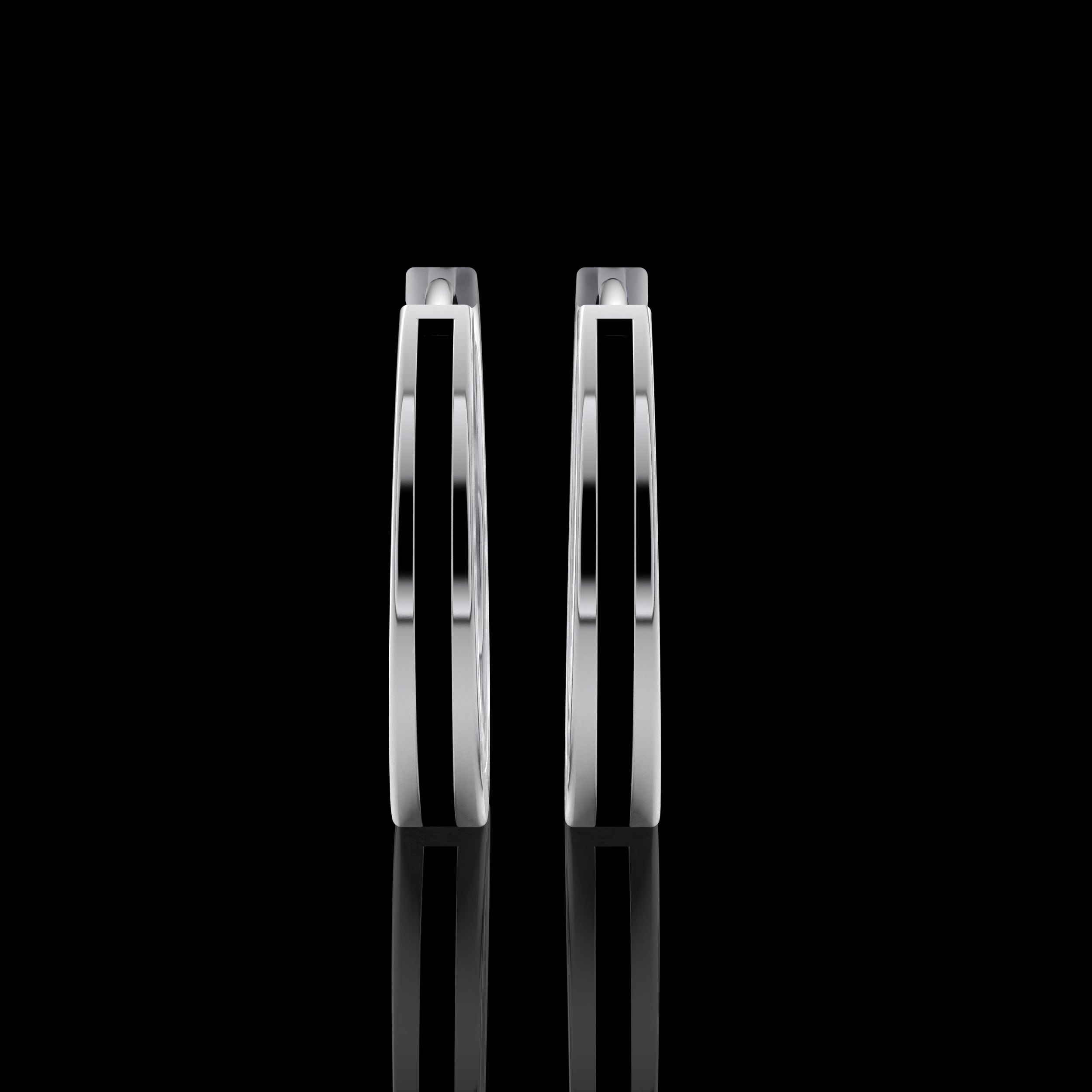 Single Line Huggie Hoop Silver Earrings 17mm