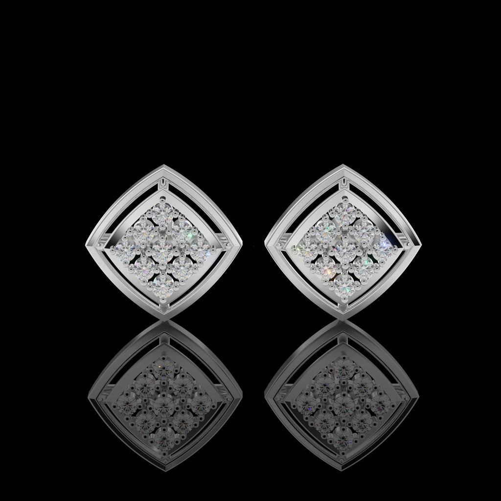 Twin Cluster Silver Studs Earring