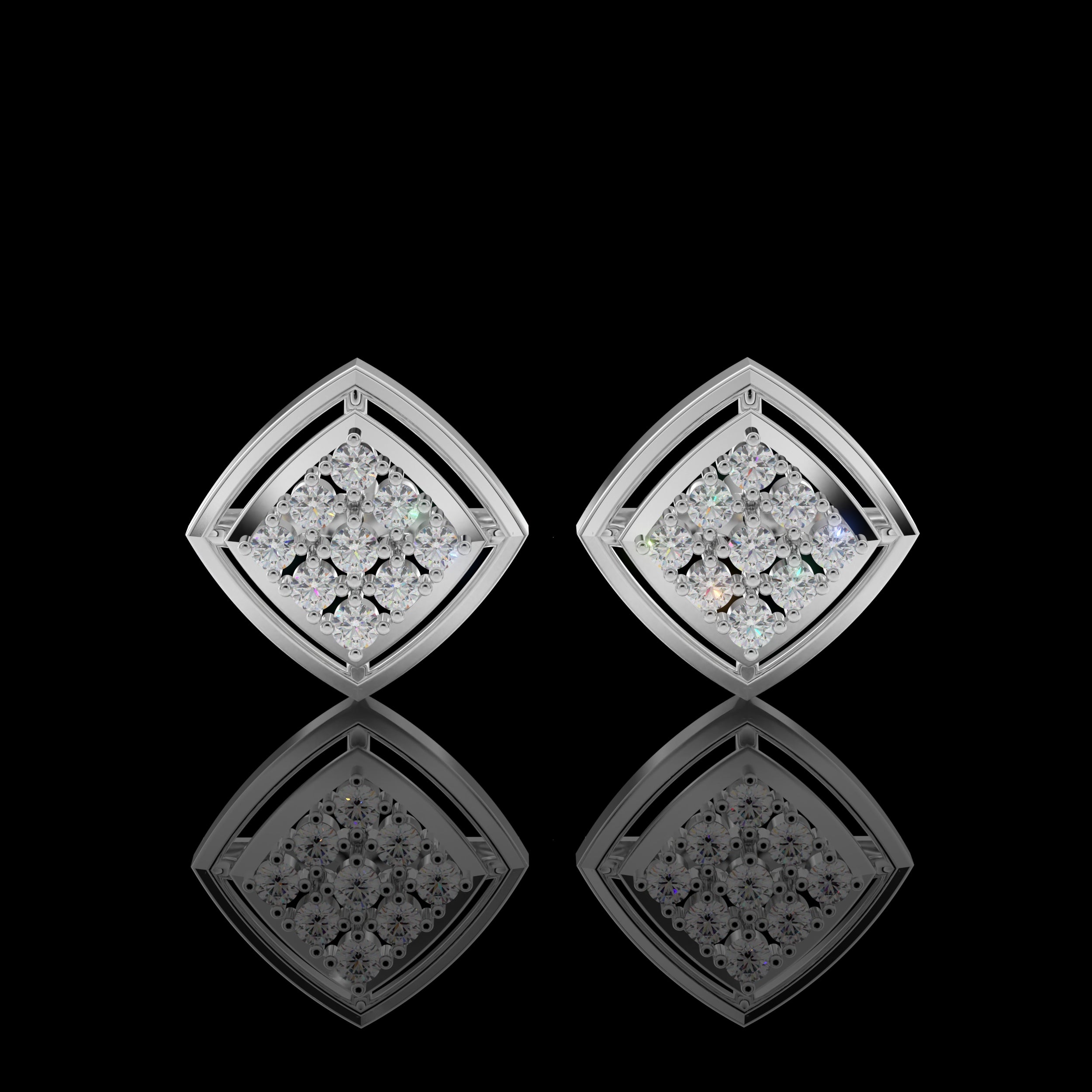 Twin Cluster Silver Studs Earring