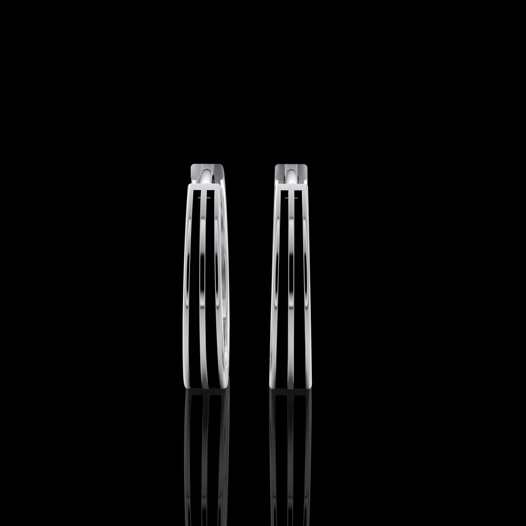 Double Line Huggie Hoop Silver Earrings 15mm