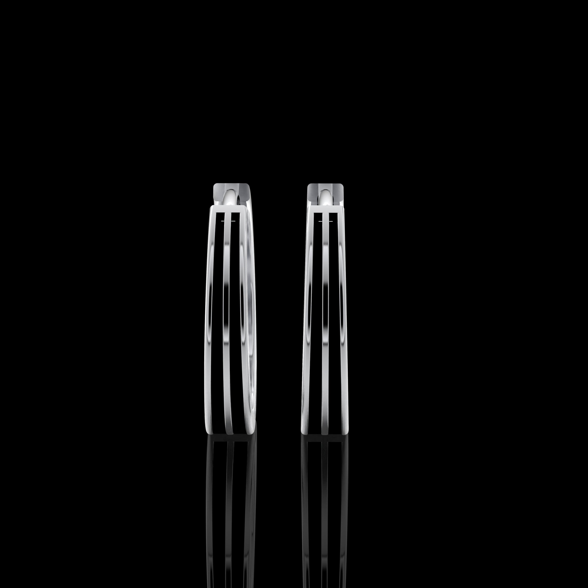Double Line Huggie Hoop Silver Earrings 15mm