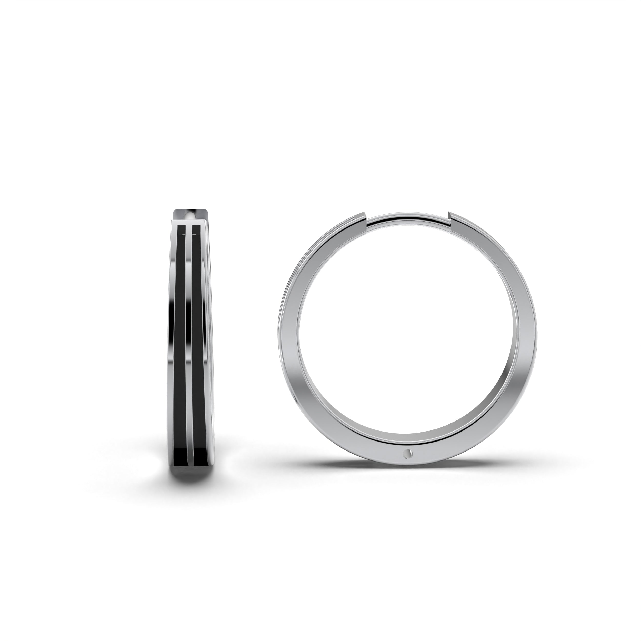 Double Line Huggie Hoop Silver Earrings 16mm