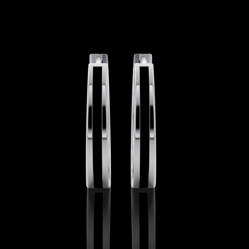 Single Line Huggie Hoop Silver Earrings 16mm