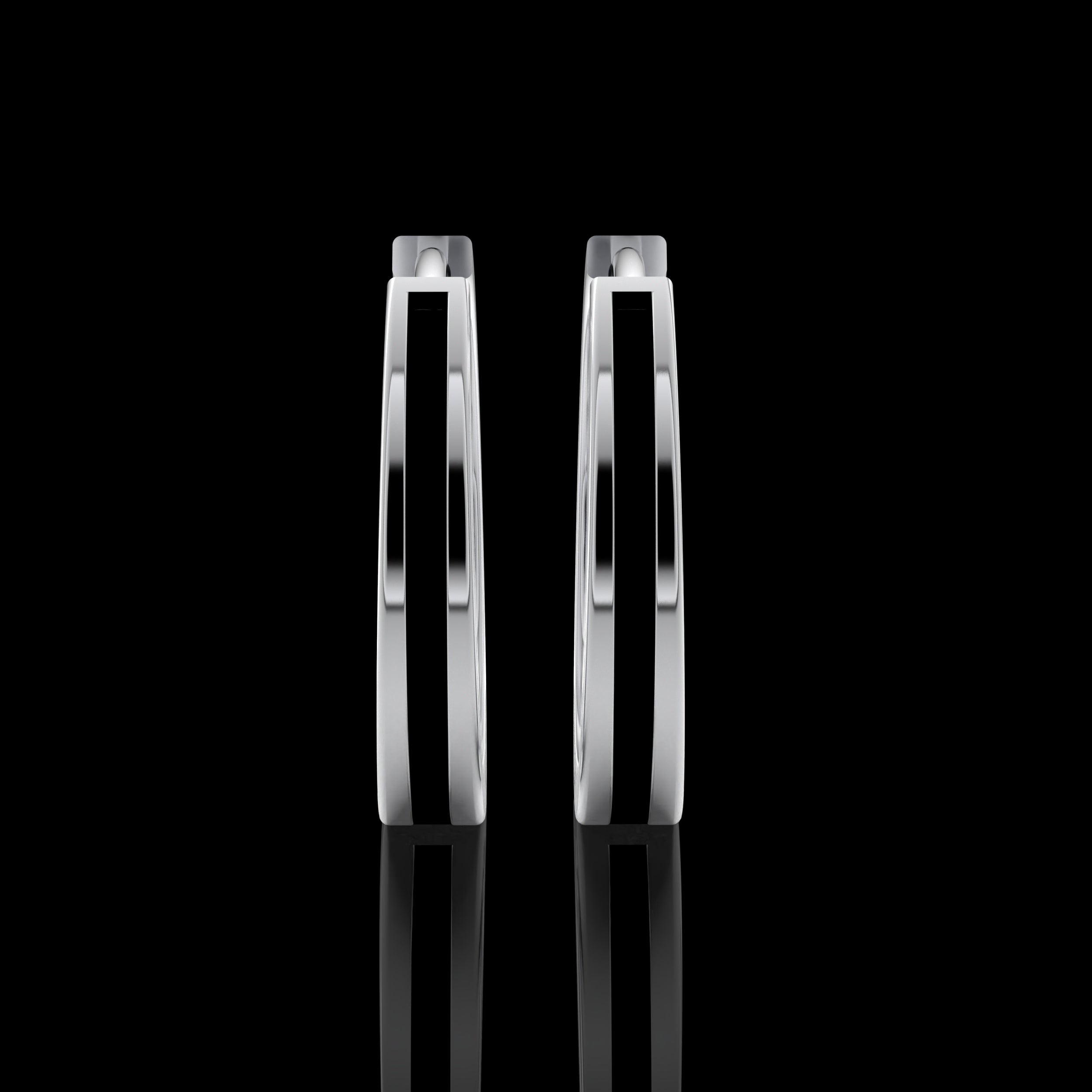 Single Line Huggie Hoop Silver Earrings 16mm