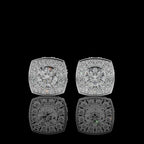 Cushion Cut Halo  Stud Earrings