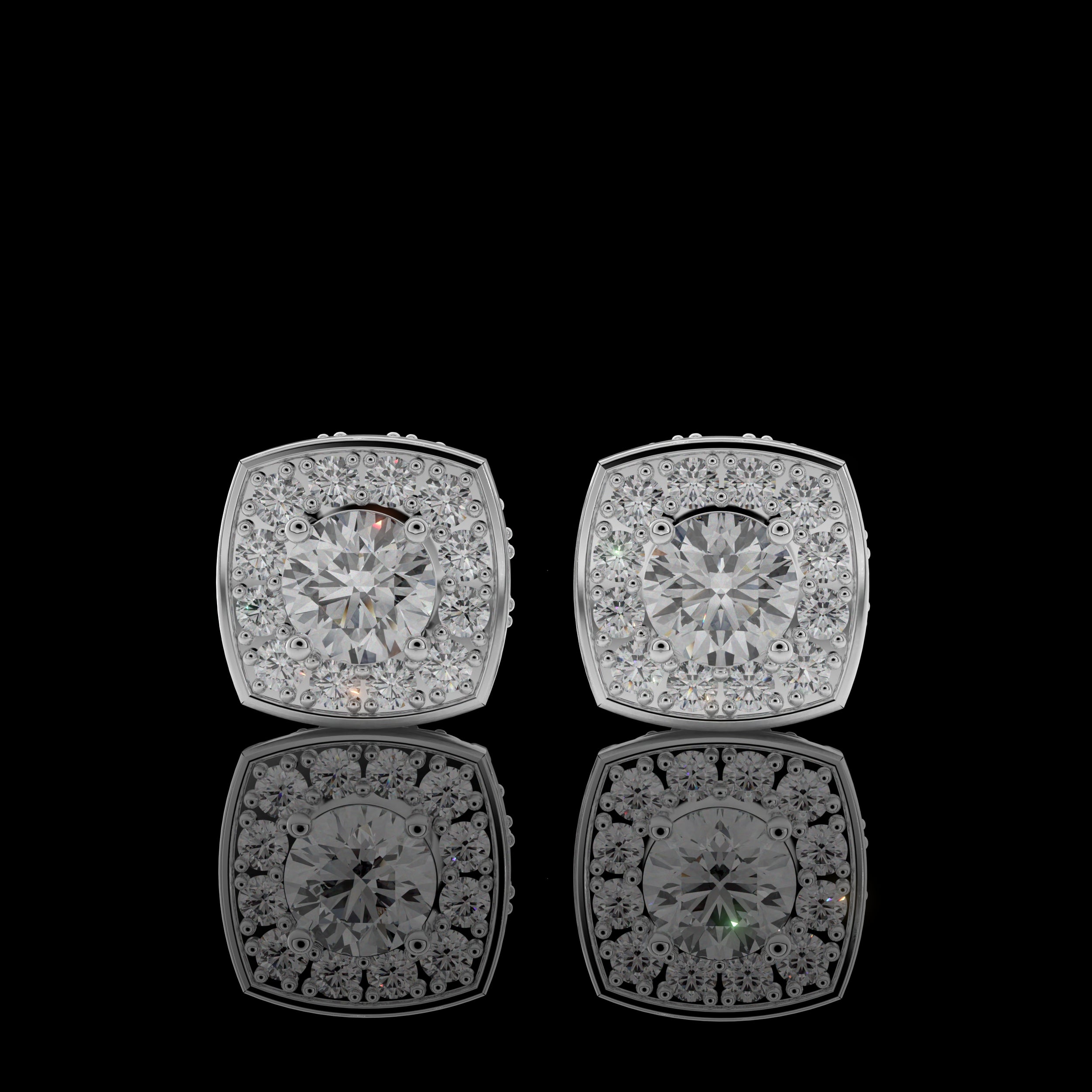 Cushion Cut Halo  Stud Earrings