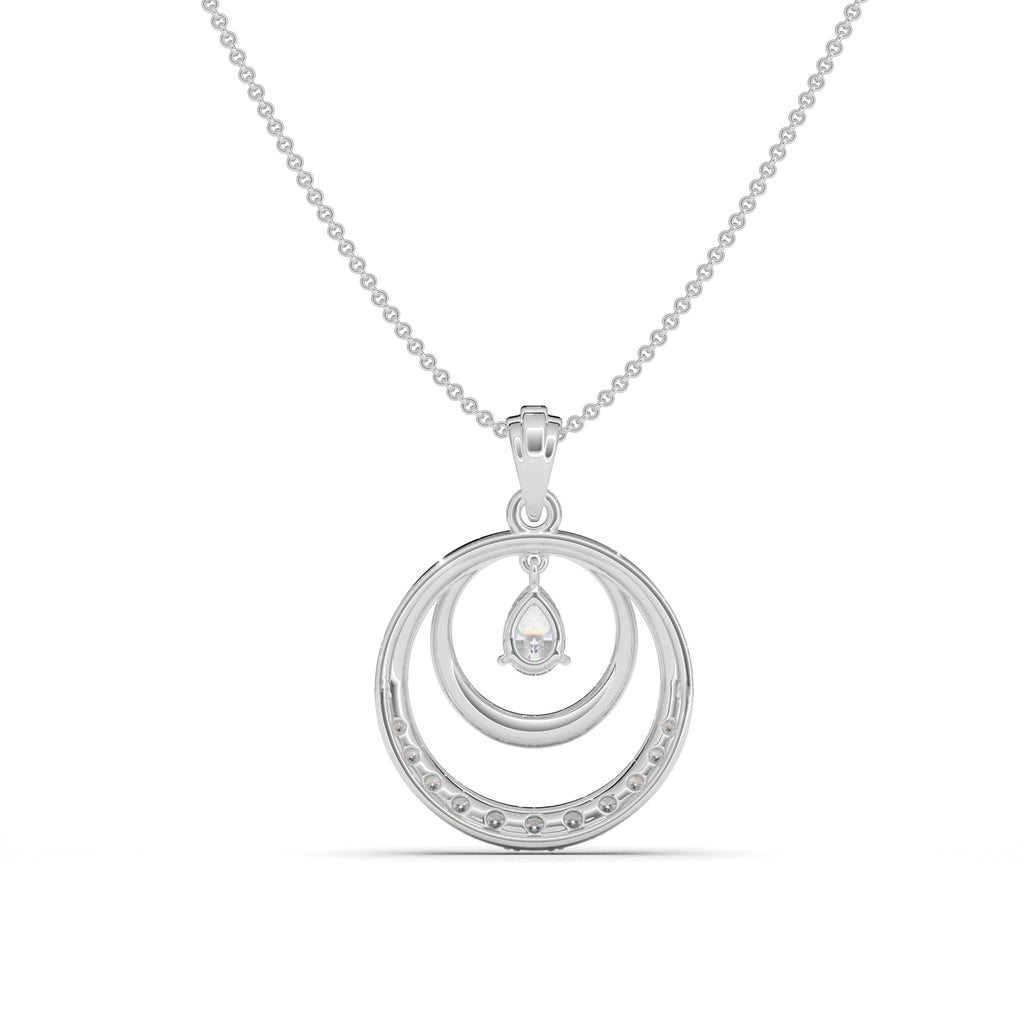 Dual Circle Pear Stone Silver Pendant