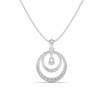 Dual Circle Pear Stone Silver Pendant