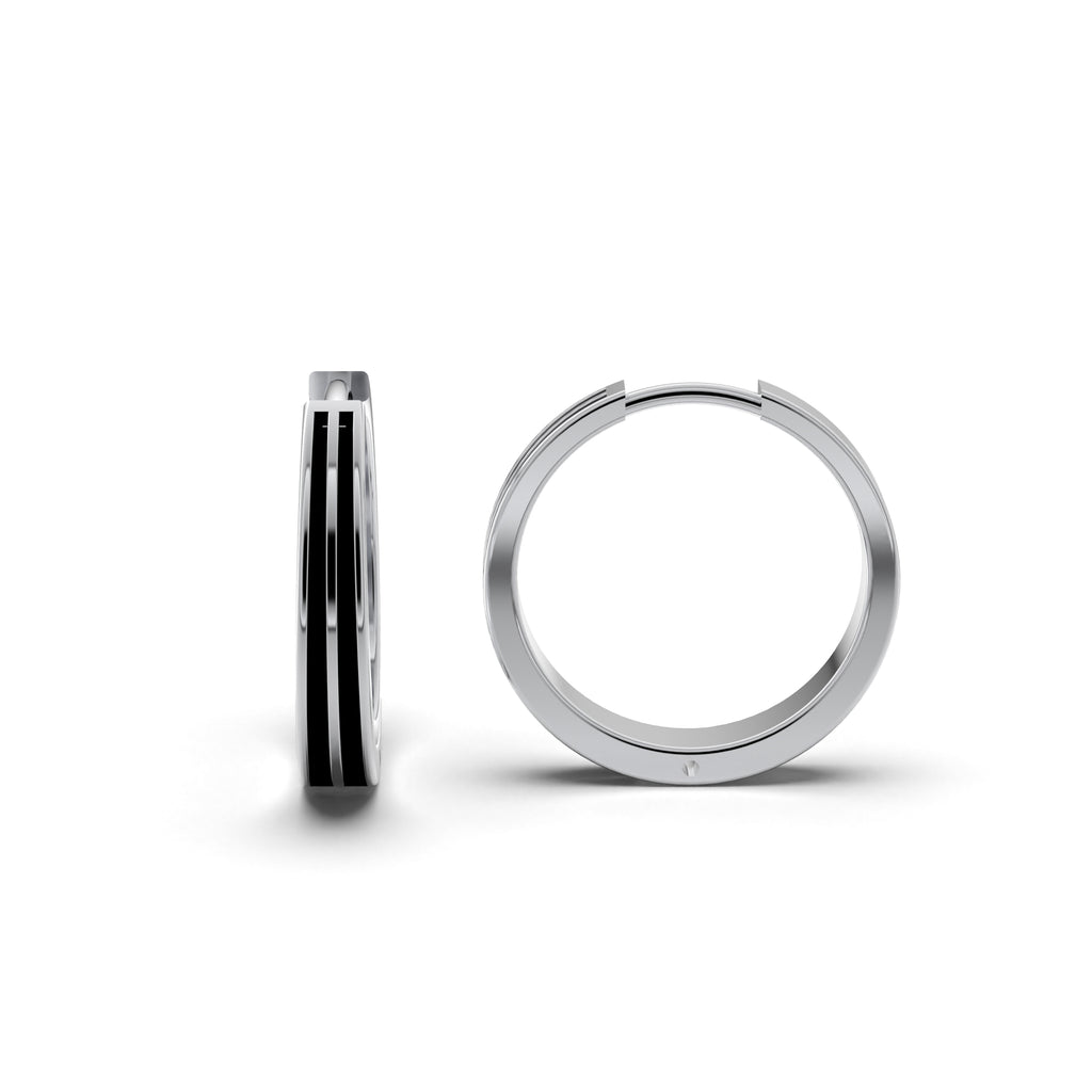 Double Line Huggie Hoop Silver Earrings 15mm