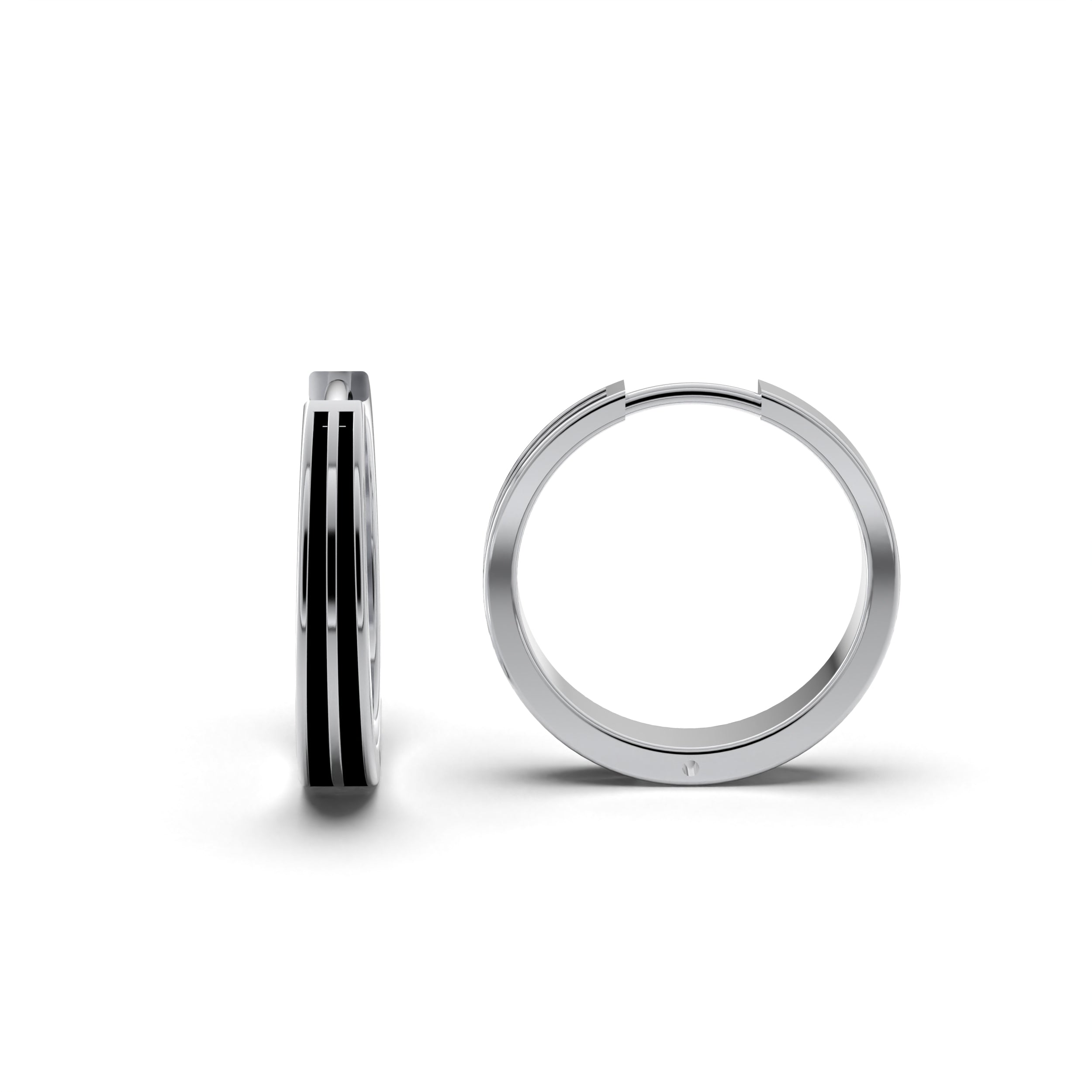 Double Line Huggie Hoop Silver Earrings 15mm