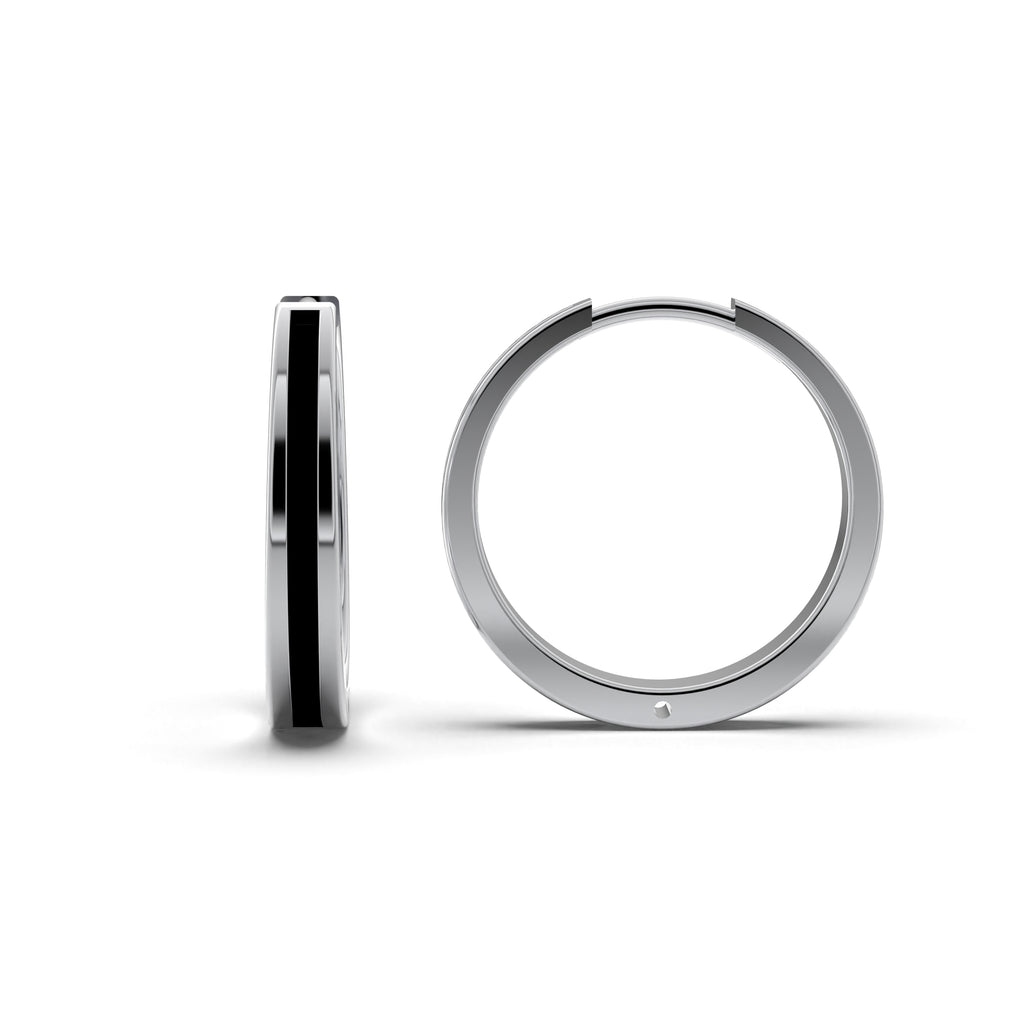 Single Line Huggie Hoop Silver Earrings 16mm