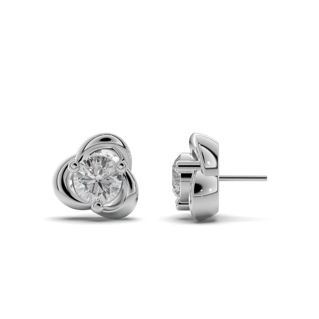 Swirl Element Solitaire Stud Earrings