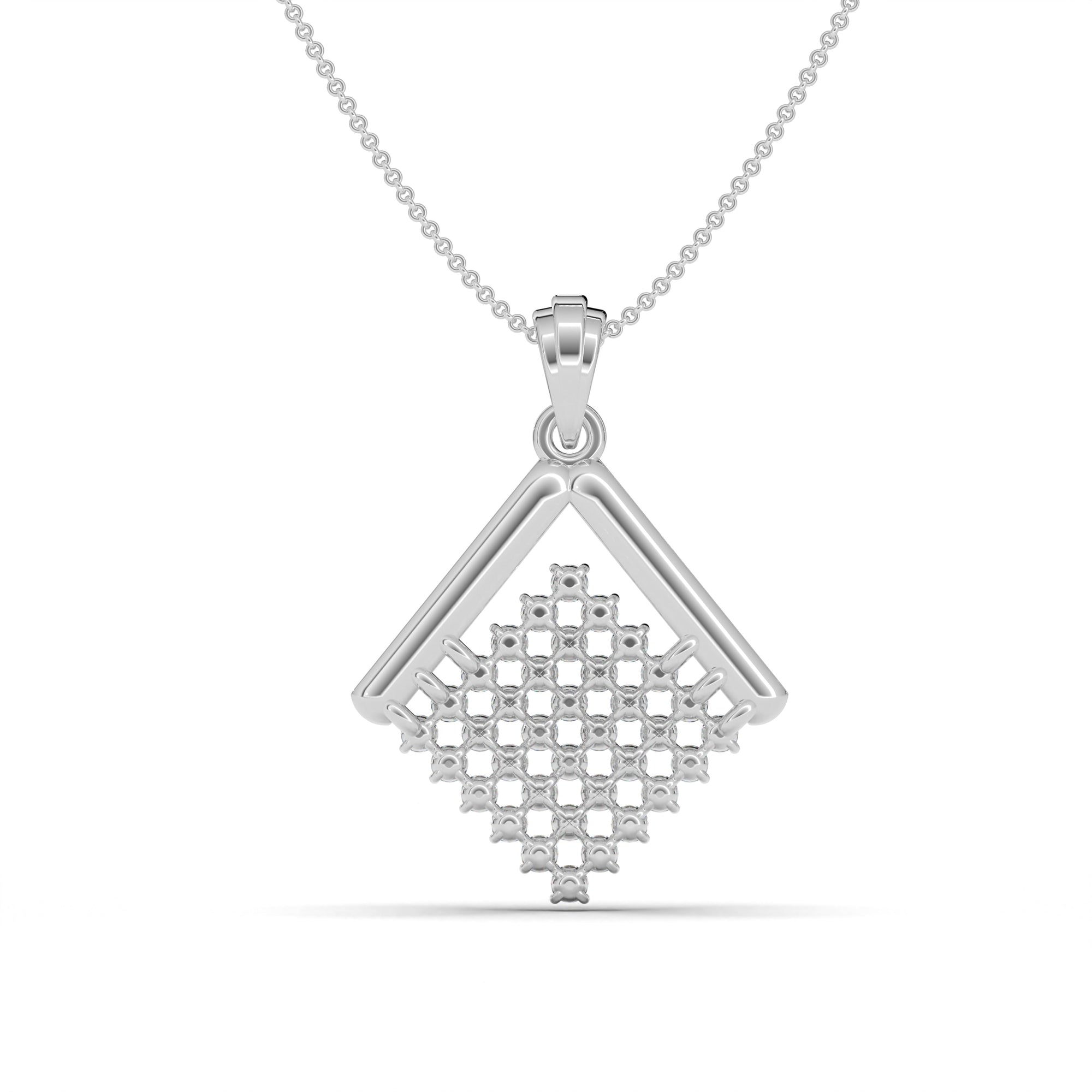 Geometric Square Silver Pendant